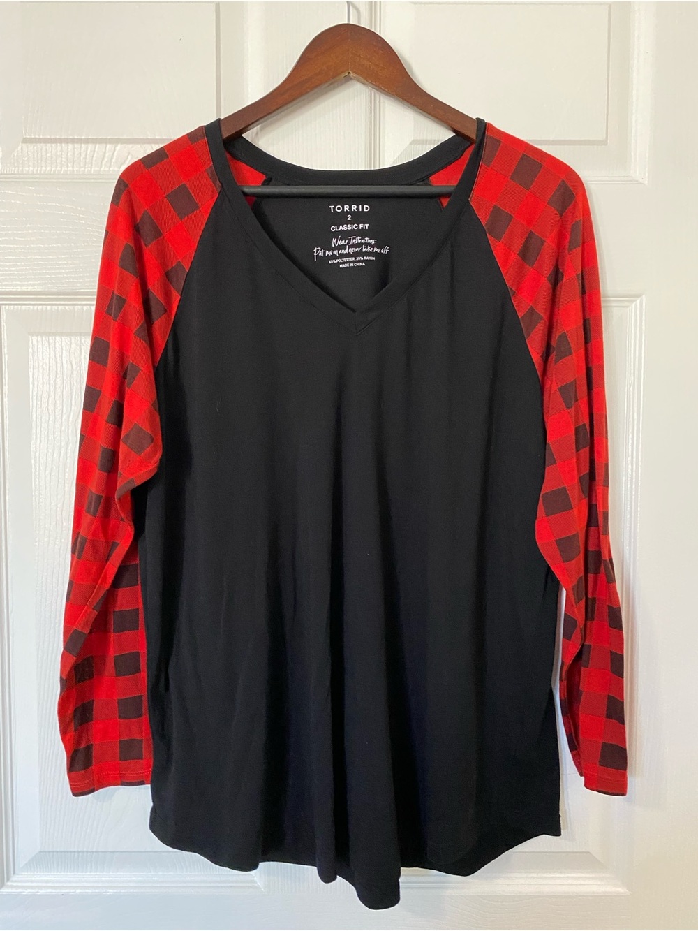 Torrid Long Sleeve Black and Red Flannel Shirt, Size 2